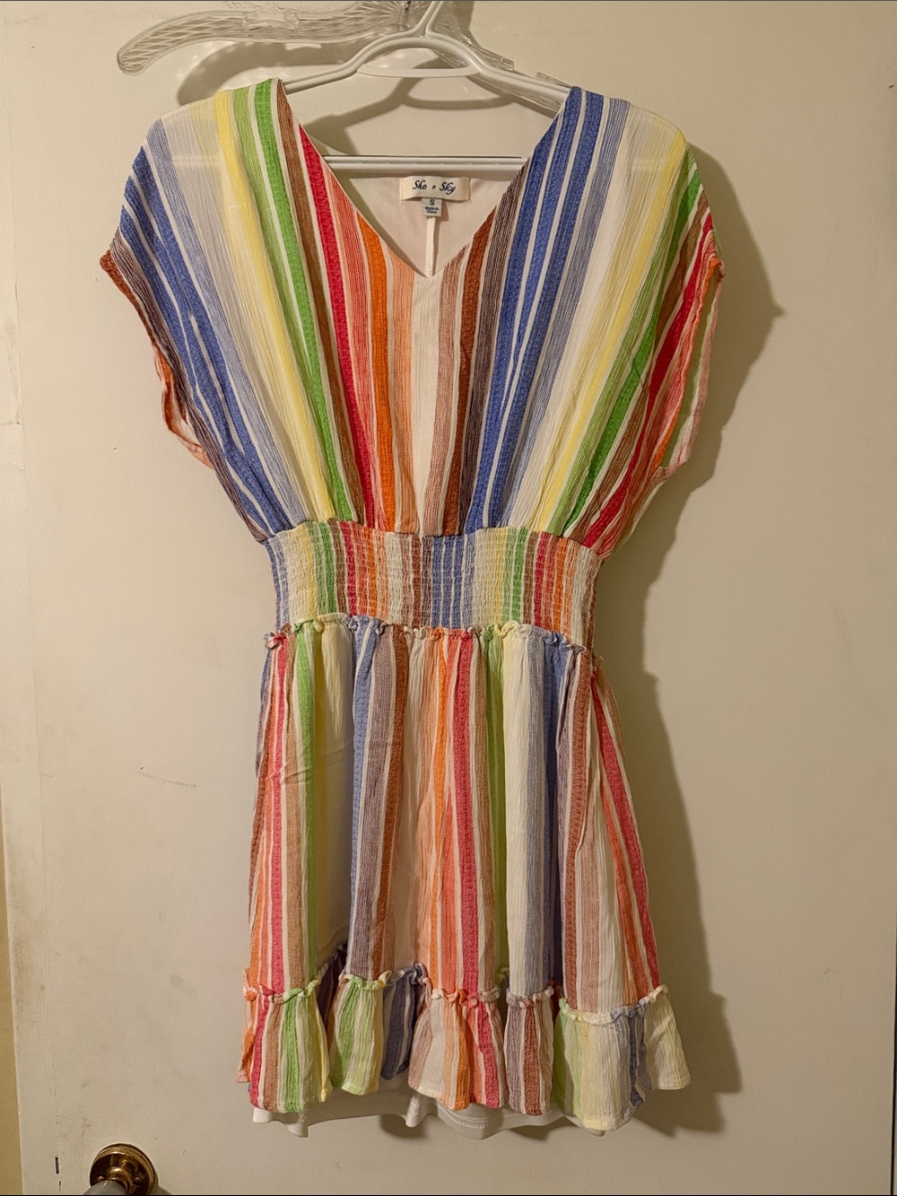 She + Sky Rainbow Striped Midi Dress — Multicolor